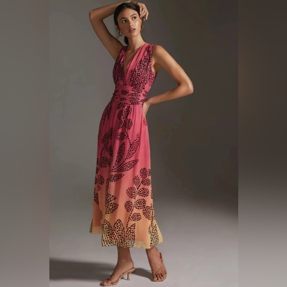 Anthropologie Verb by Pallavi Singhee V-Neck Ombre Maxi Dress Sz XXS